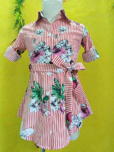 Đầm sơmi sọc hoa văn sise :8  cho bé từ 27kg đến 30kg