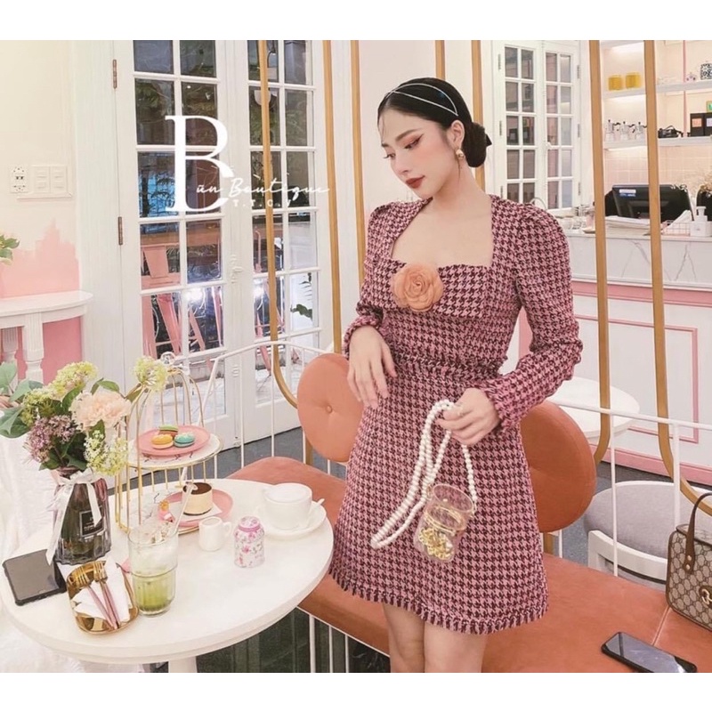Thanh lý váy dạ kẻ đen trắng size S