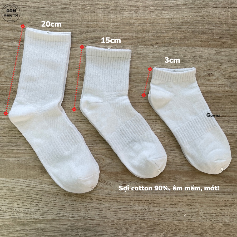Tất trắng trơn, vớ trắng trơn cổ ngắn cổ trung cổ cao nam nữ thời trang unisex style Hàn Quốc, mềm mại thoáng mát - LISU