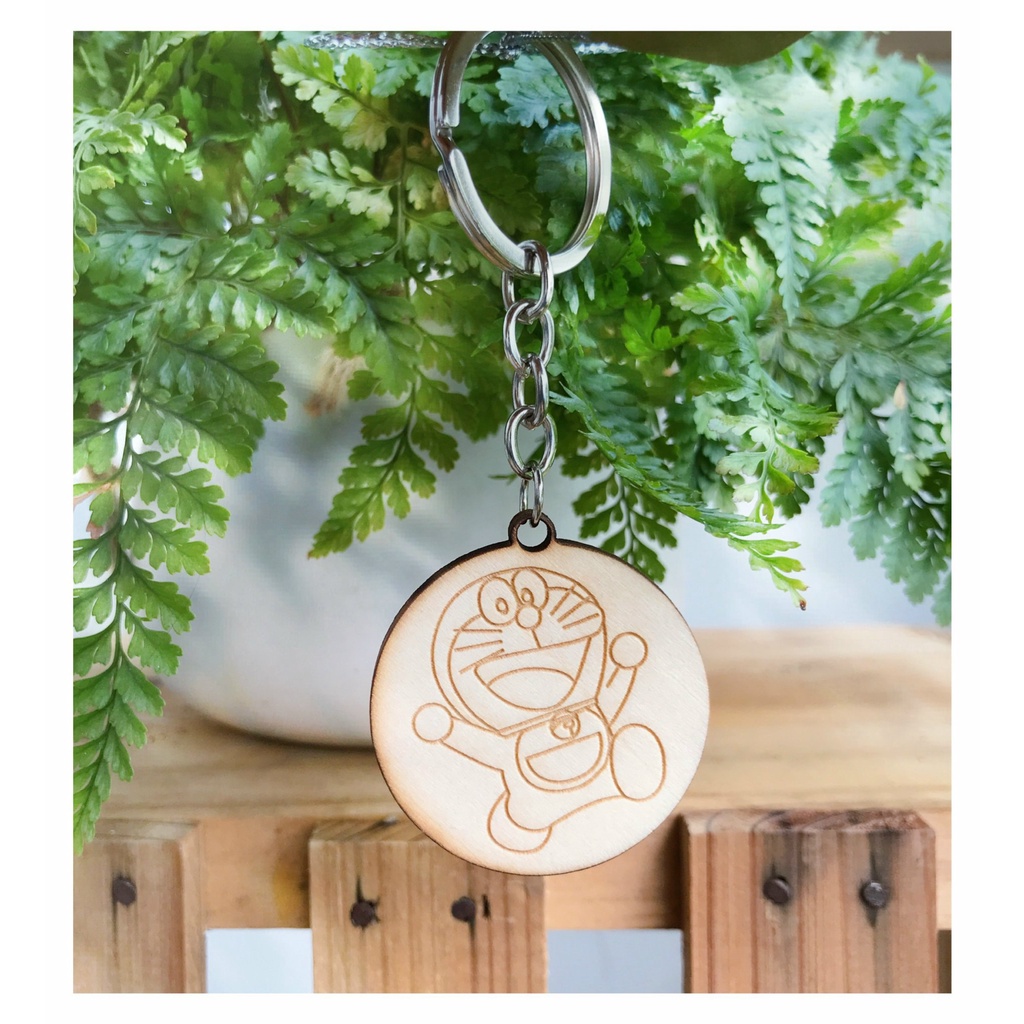 MÓC KHÓA GỖ KHẮC HÌNH CUTE SIÊU CƯNG