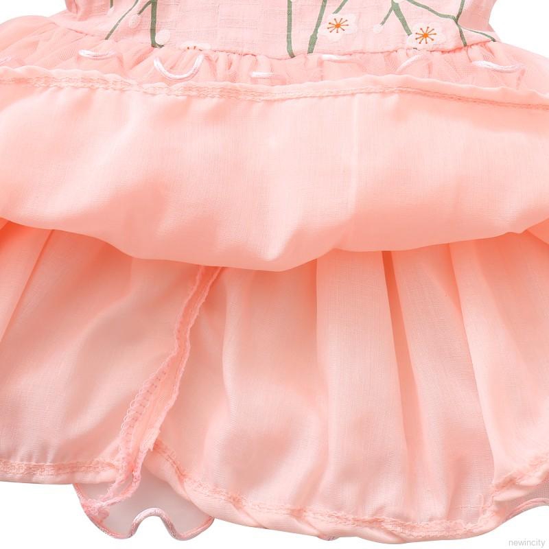 Đầm cotton sát nách in hoa dễ thương cho bé gái