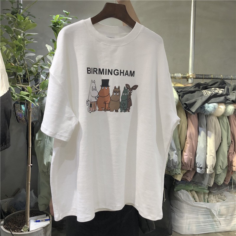 Áo phông form rộng giấu quần Ami in chữ BirmingHam phong cách Hàn Quốc AP04