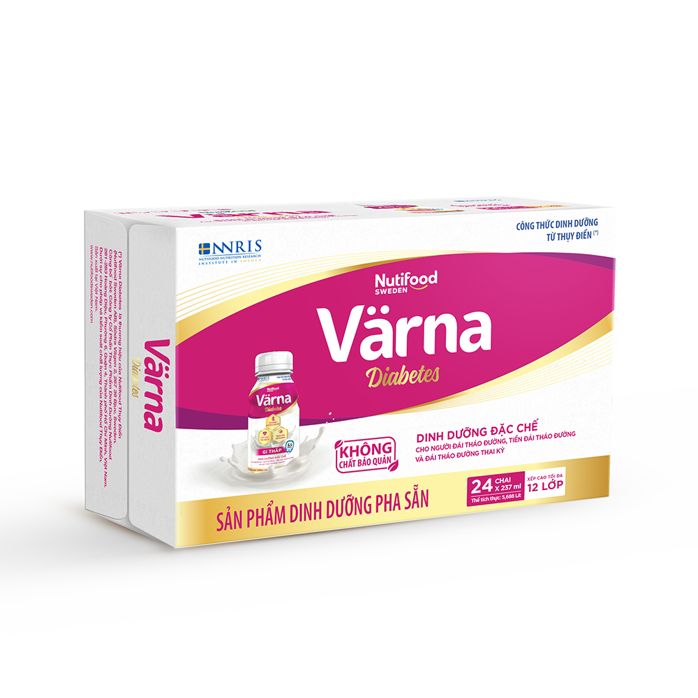 Thùng 24 Chai Sản Phẩm Dinh Dưỡng Pha Sẵn Nutifood Värna Diabetes chai 237 ml