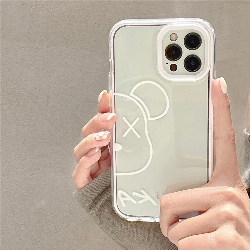 Ốp Điện Thoại Cứng Trong Suốt Hình Gấu 3 Trong 1 Chống Sốc Cho iPhone 14 13 12 11 Pro Max XS XR X 8 7 Plus