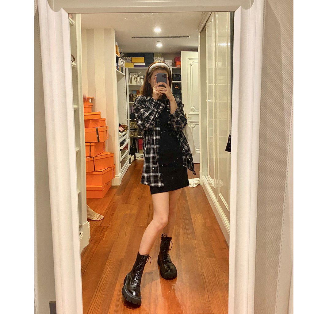 Giày Bốt Martin Da Cá Tính Trẻ Trung Thời Trang 2021