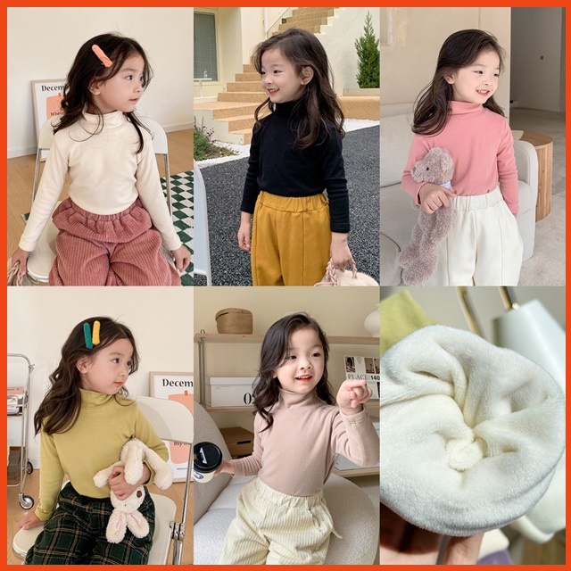 Áo thun lót lông cổ lọ 5 phân cho bé gái/ trai - Quần áo trẻ em thu đông Ambb Kids 1-8 tuổi