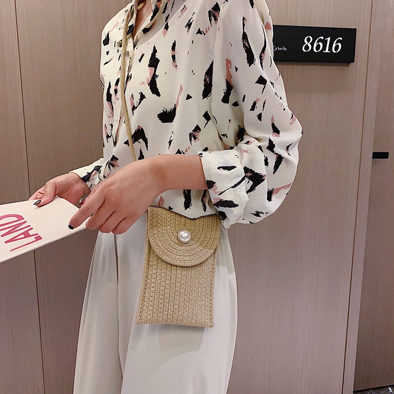 IELGY Túi Đeo Vai Đan Sợi Rơm Thời Trang Dành Cho Nữ