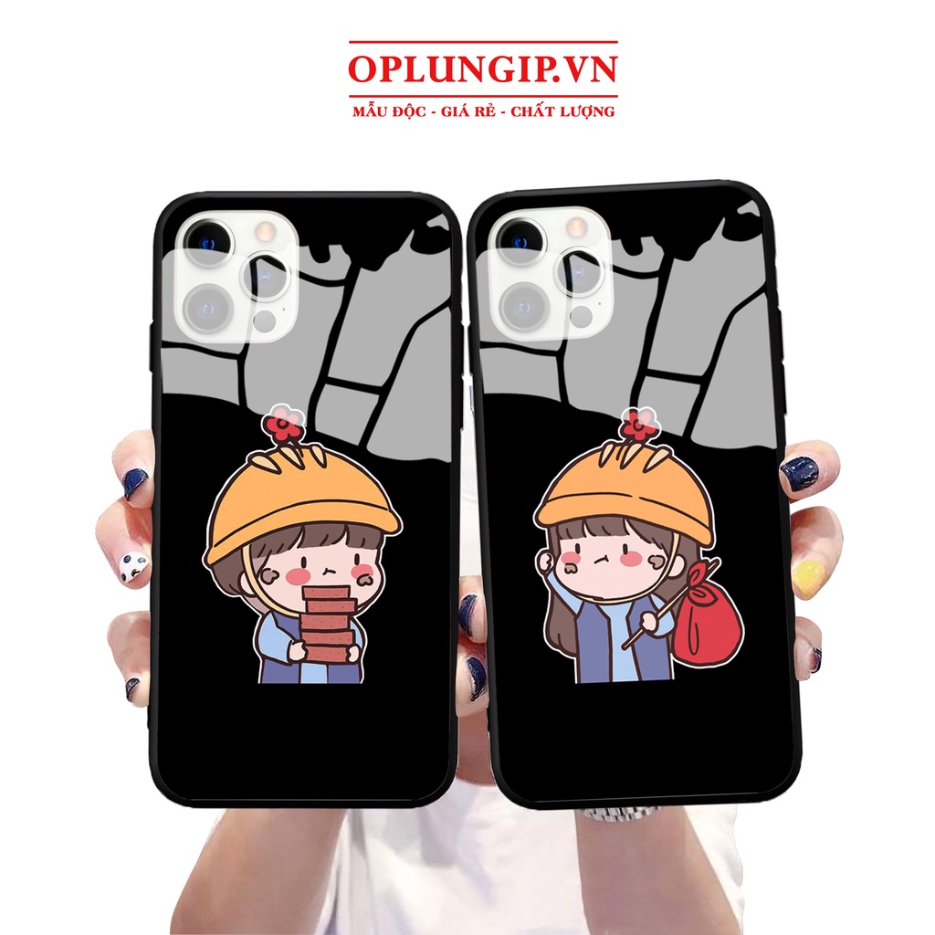 Ốp iphone kính tình yêu nghèo ốp đôi cho iphone 13 12 pro max mini 11 14 pro max plus x r xs max 7 8 plus 6 s plus