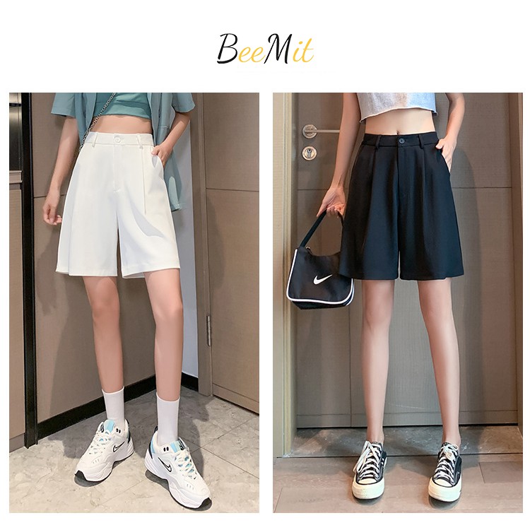 Quần short lửng ống rộng, quần short ống rộng Unisex Nam - Nữ cạp cao