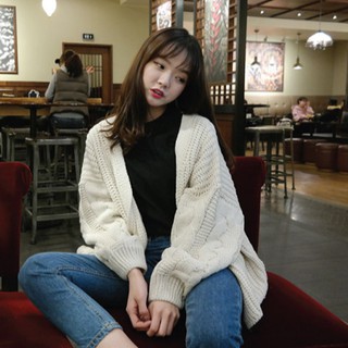Áo cardigan nữ, áo cardigan len nữ form rộng màu trắng xanh xám thời trang