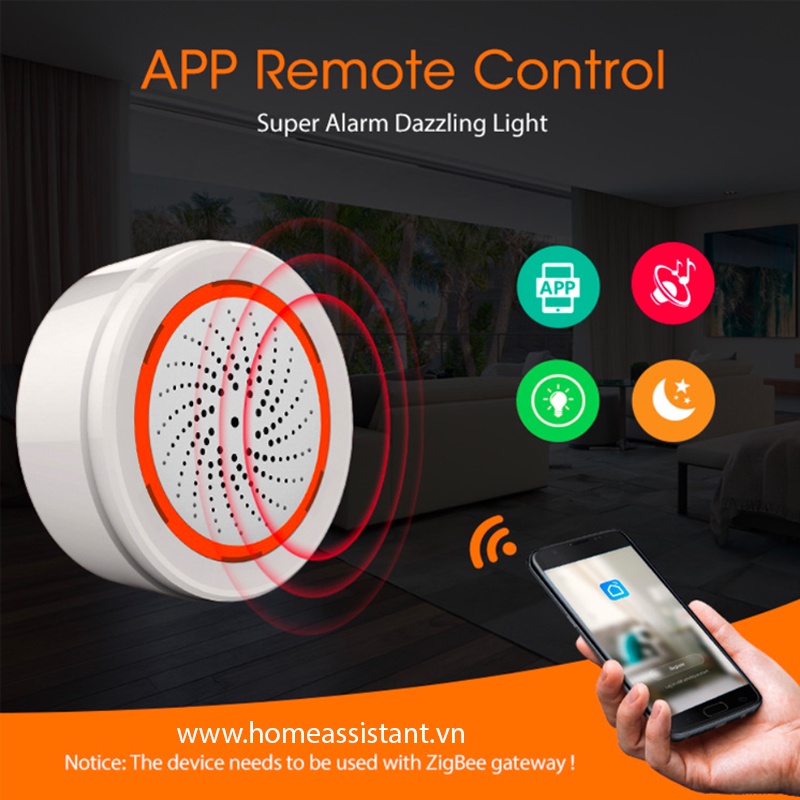 Loa Báo Động Cảm Biến Nhiệt Độ Độ Ẩm Wifi Zigbee Tuya ZSA03  Zigbee2MQTT ZHA Hass
