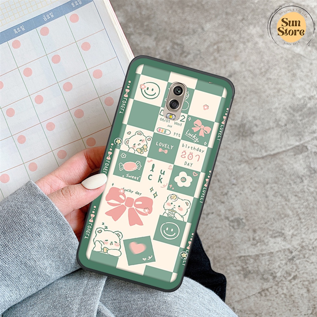 Ốp lưng Samsung J7 Plus/ J7+ hoạ tiết nền kẻ caro, gấu thời trang giá rẻ