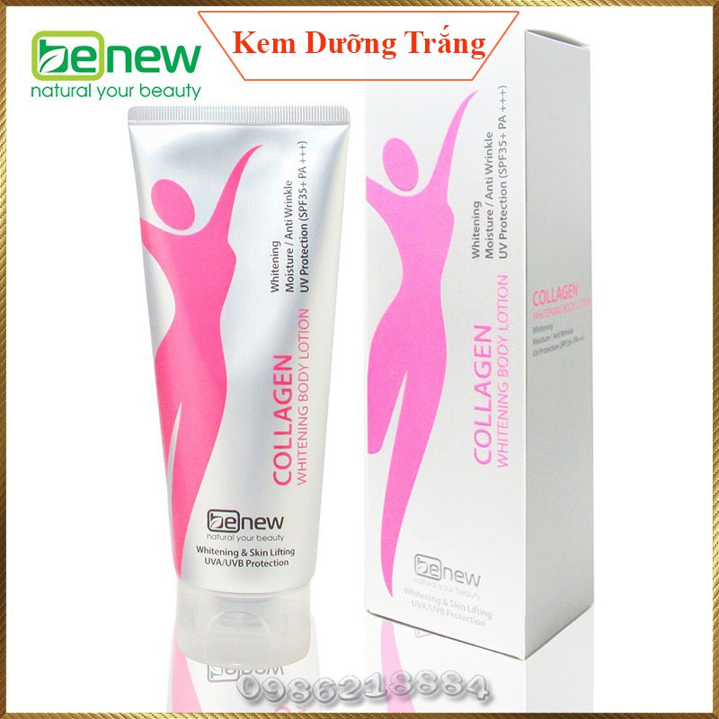 Kem dưỡng trắng da nâng Tone chống nắng toàn thân Benew Collagen Whitening Body Lotion SPF35+ PA+++ 200ml BCB8