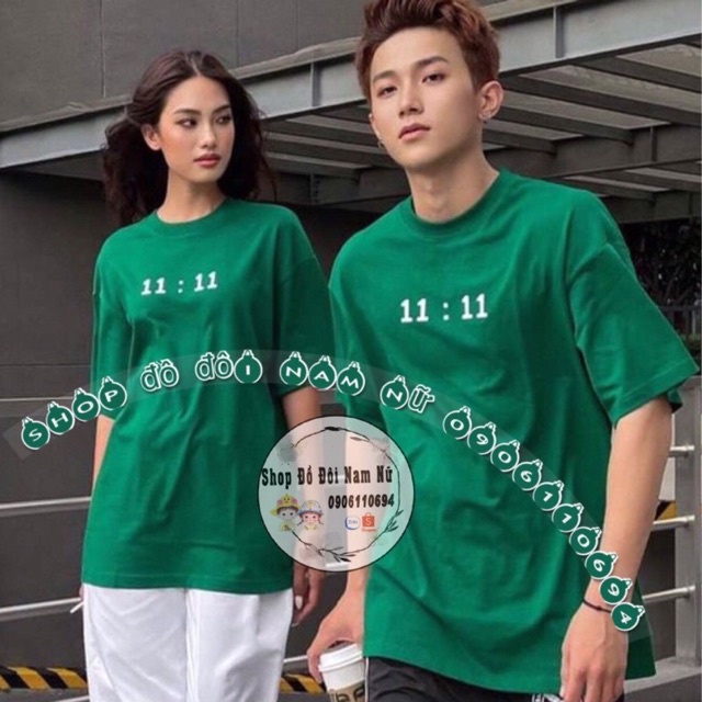 ✔Áo Phông Đôi - Áo Thun Nhóm Unisex Nam Nữ In Số 11:11 Tay Lỡ Phông Rộng Cổ Tròn