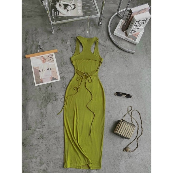 Đầm body ba lỗ dáng dài khoét lưng sexy năng động cá tính 015