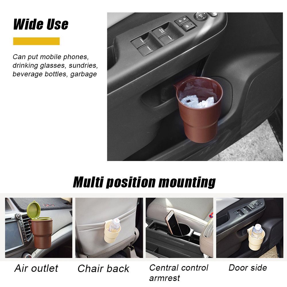 Giá giữ cốc/ thùng rác mini bằng nhựa có kẹp gắn lỗ thông gió cho xe hơi đa năng tiện dụng