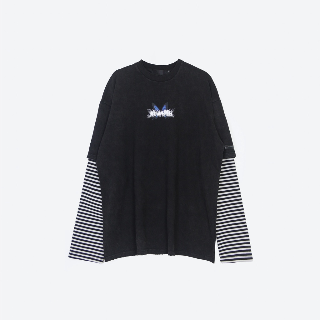 Áo dài tay sọc Butterfly form rộng Unisex