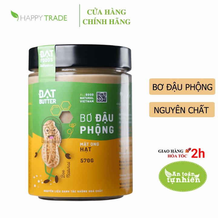 Bơ đậu phộng tự nhiên có hạt Đạt Butter (500g)