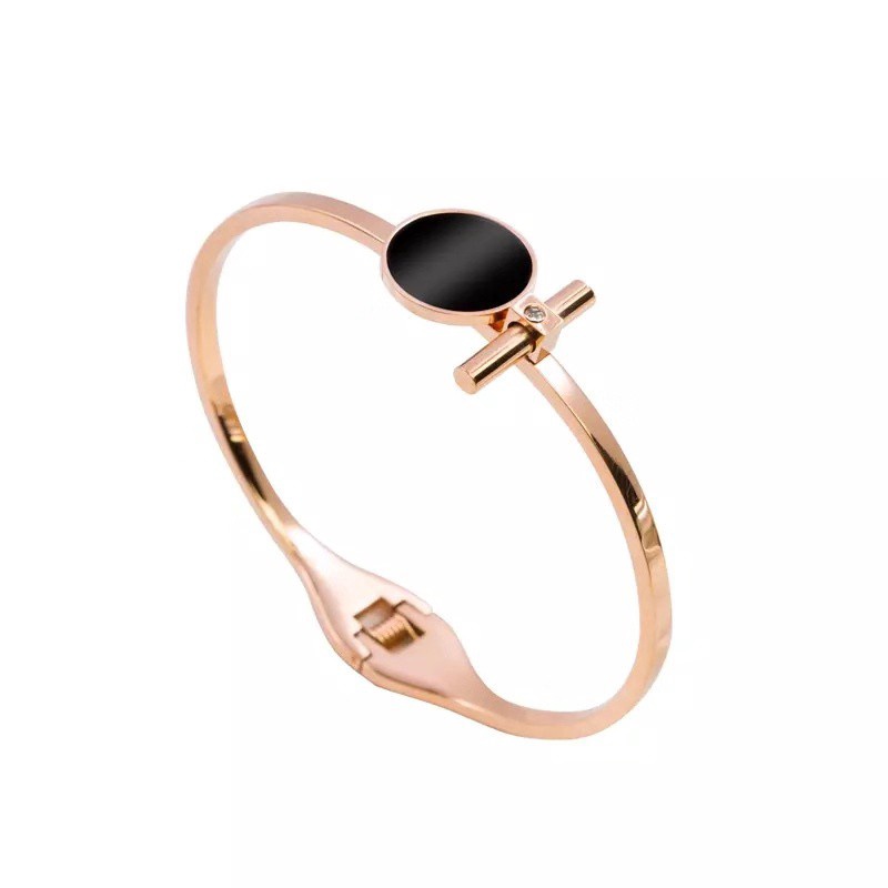 Bông Tai Đính Đá Đen Phong Cách Preppy Độc Đáo | Vòng Tay Thép Titan Mạ Vàng 18K Nhiều Màu Sắc Thời Trang | Vòng Đeo Tay Thép Không Gỉ Dạng Vòng Tròn | Trang Sức Thời Trang Phong Cách Generous