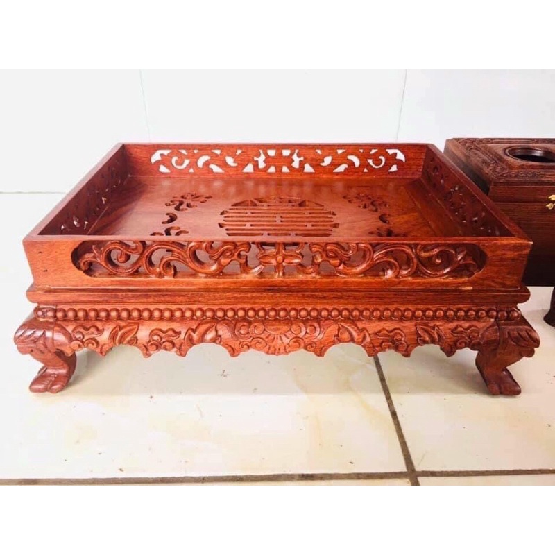 Khay trà nguyên khối gỗ cao cấp