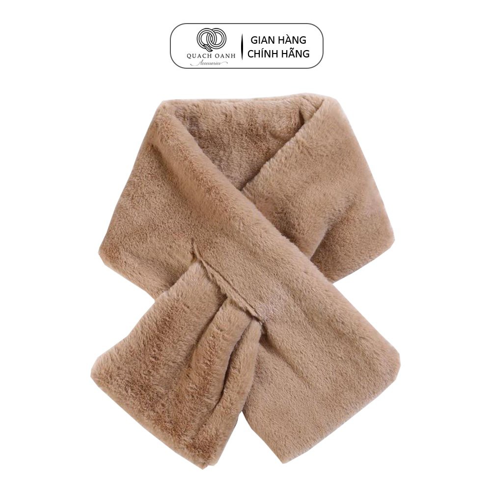Khăn quàng cổ QO ACCESSORIES cài lông nhung mềm mại ấm áp KH18