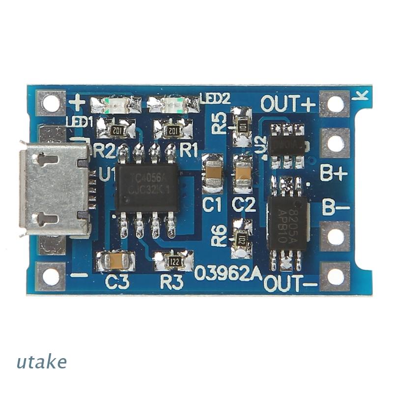 Mô Đun Sạc Pin Lithium Utake + Bảng Mạch Bảo Vệ 2 Trong 1 5v 1a 2a Micro Usb
