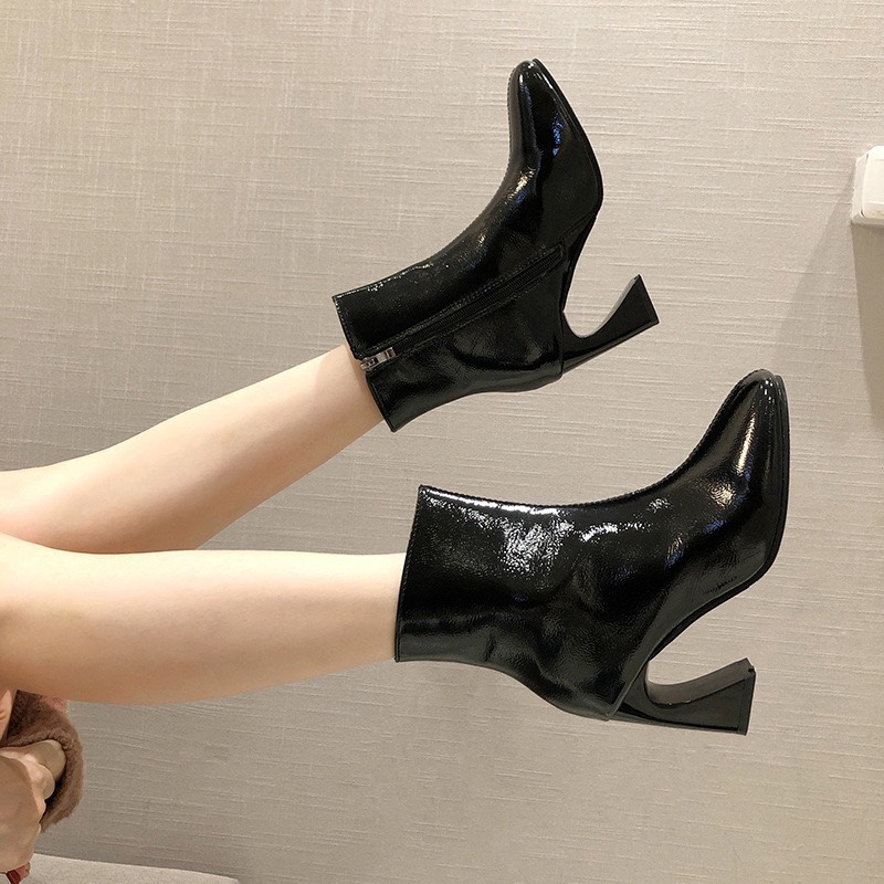 Boot Nữ Cổ Cao Da Bóng Gân Giữa Gót Vát X34 Siêu Sang | BigBuy360 - bigbuy360.vn