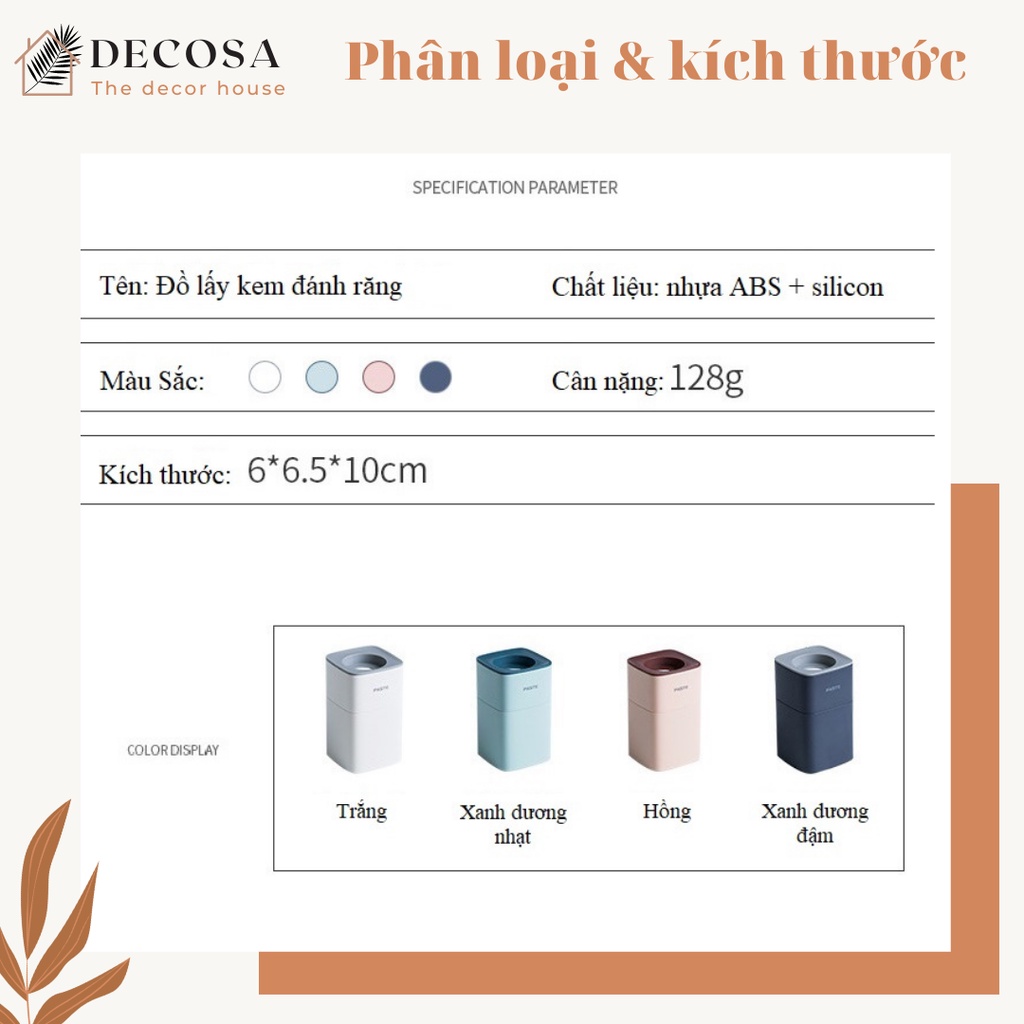 Dụng cụ lấy kem đánh răng tự động dán tường DECOSA