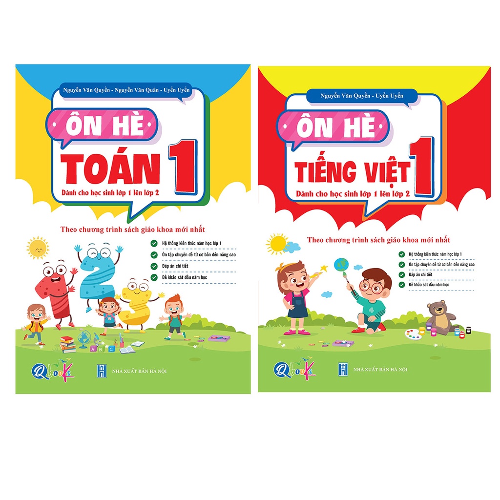 Sách - Bộ Ôn Hè Lớp 1 (Toán + Tiếng Việt) - Dành Cho Học Sinh Lớp 1 Lên Lớp 2 - Theo Chương Trình SGK Mới Nhất (2 Cuốn)