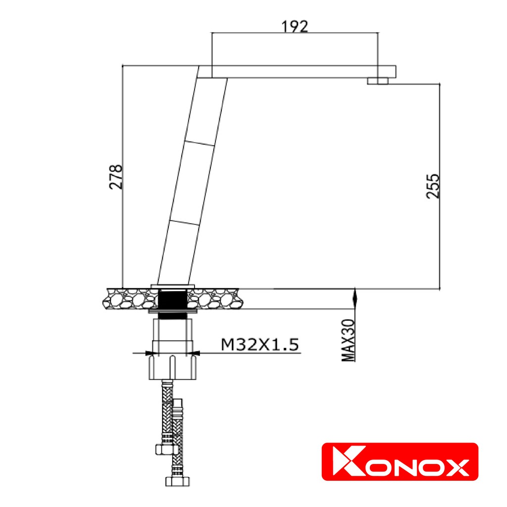 Vòi rửa bát xoay 360 độ KONOX KN1209 hợp kim đồng 61% tiêu chuẩn Châu Âu CW617N, bề mặt xử lý công nghệ PVD Chrome 5 lớp