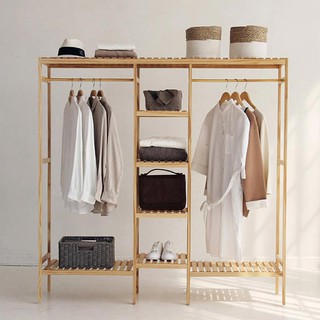 Tủ Treo Quần Áo 3 Ngăn Vuadecor Kệ Treo Quần Áo Gỗ Thông Mỹ - Triple Hanger Natural -  NỘI THẤT TC205