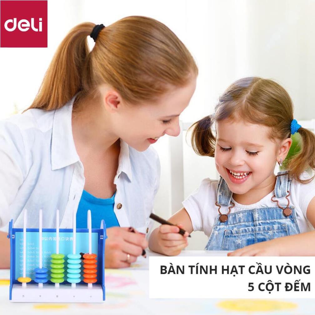 Bàn tính hạt 5 cột dành cho học sinh tiểu học Deli - 74314 [Deli]