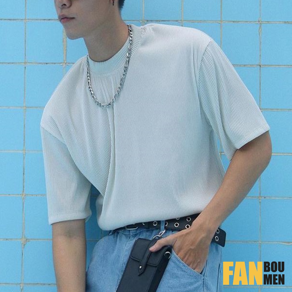 Áo Thun Nam Gân Len Cổ Lọ 6 Phân Tay Ngắn | BigBuy360 - bigbuy360.vn