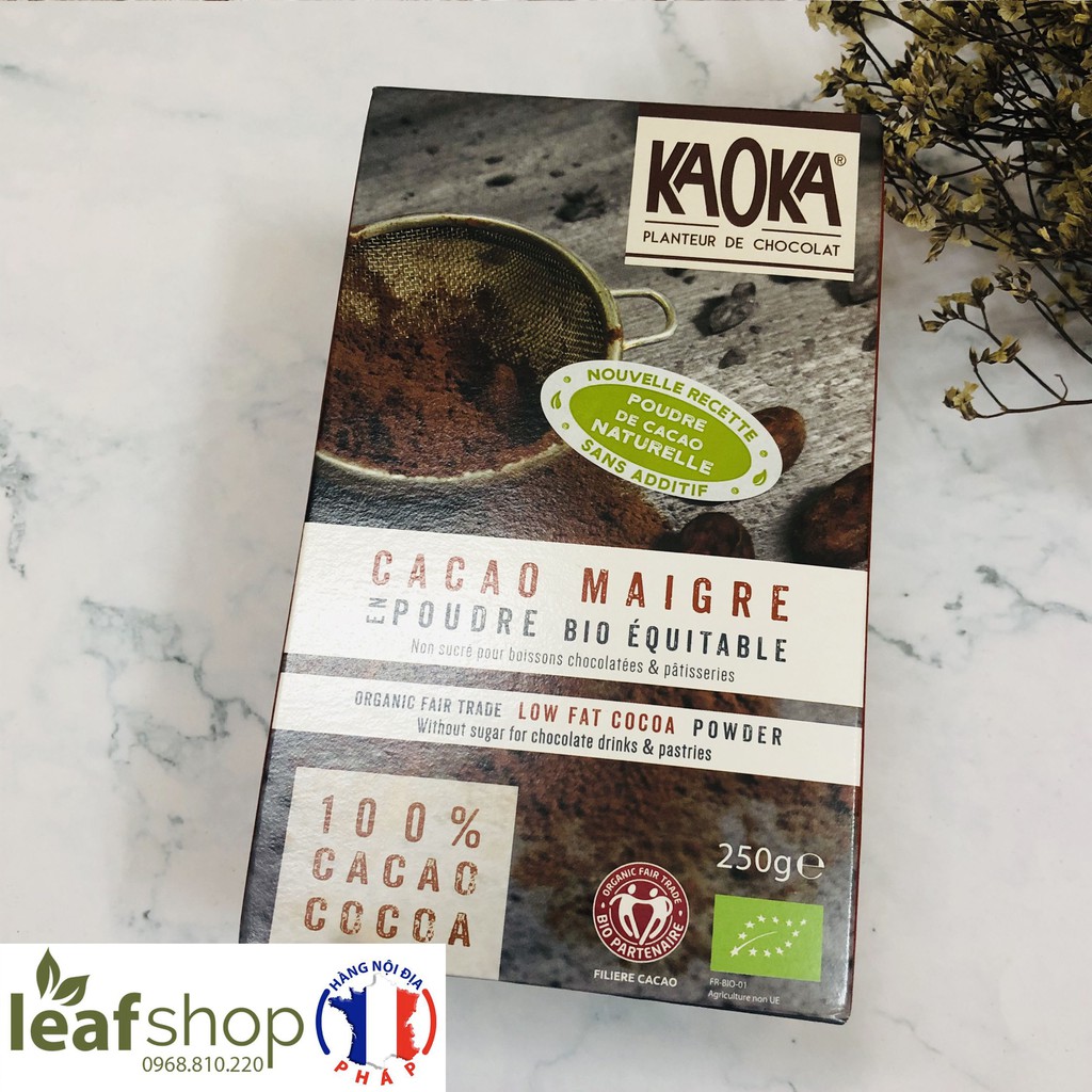 Cacao hữu cơ nguyên chất tách béo Kaoka 250g