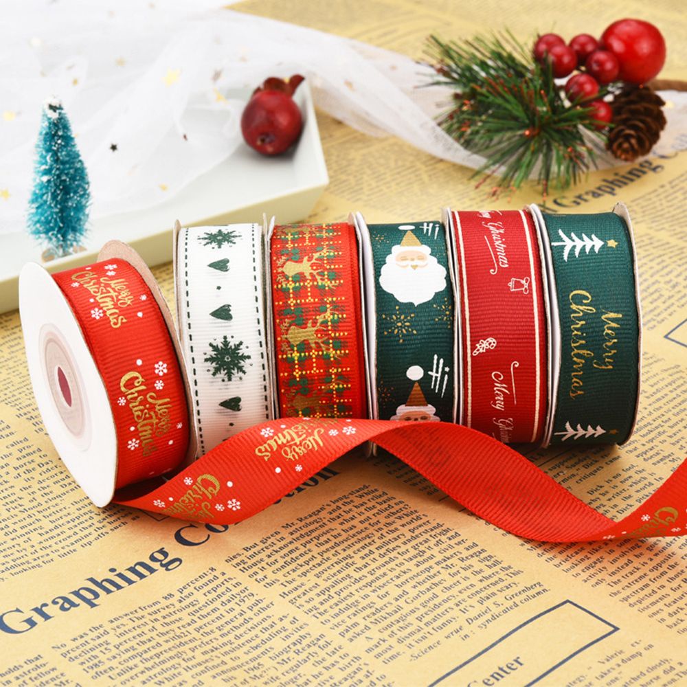 Cuộn dây ruy băng polyester rộng 2cm in họa tiết giáng sinh đẹp mắt dùng trang trí diy