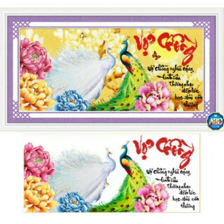 Tranh đá kim cương đa sắc abc vợ chồng df279 chưa đính.
