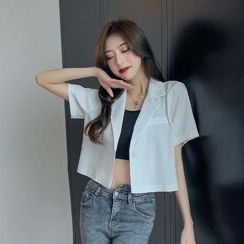 Áo Blazer Croptop Tay Ngắn Dáng Rộng | Smide Clothing