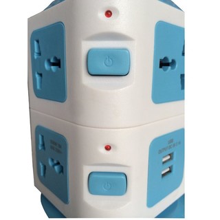 Ổ Cắm Điện COMET CES6703 (7 lỗ cắm + 2 cổng USB) (Xanh dương nhạt)