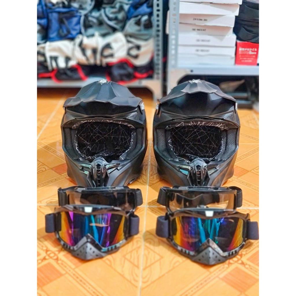 Mũ cào cào offroad đi phượt kèm 2 kính - Nón bảo hiểm fullface cào cào chính hãng