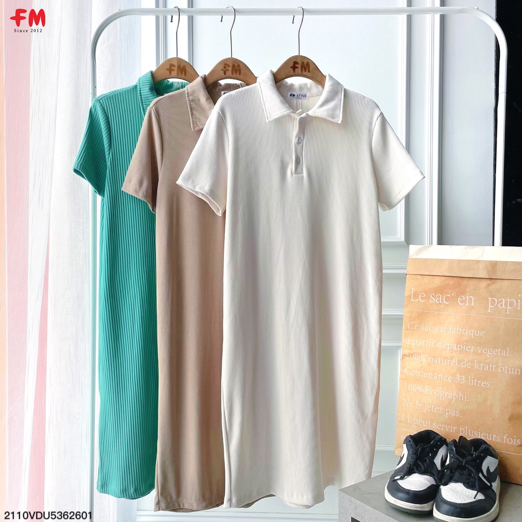 Váy nữ FM Style suông tăm cổ bẻ  chất đẹp  cá tính, năng động 211026011