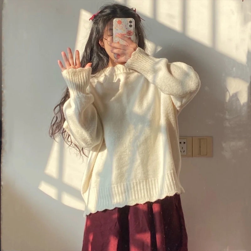 Set áo sweater dáng rộng và chân váy thiết kế phong cách thời trang Hàn Quốc mới xinh xắn cho nữ (Có bán lẻ)