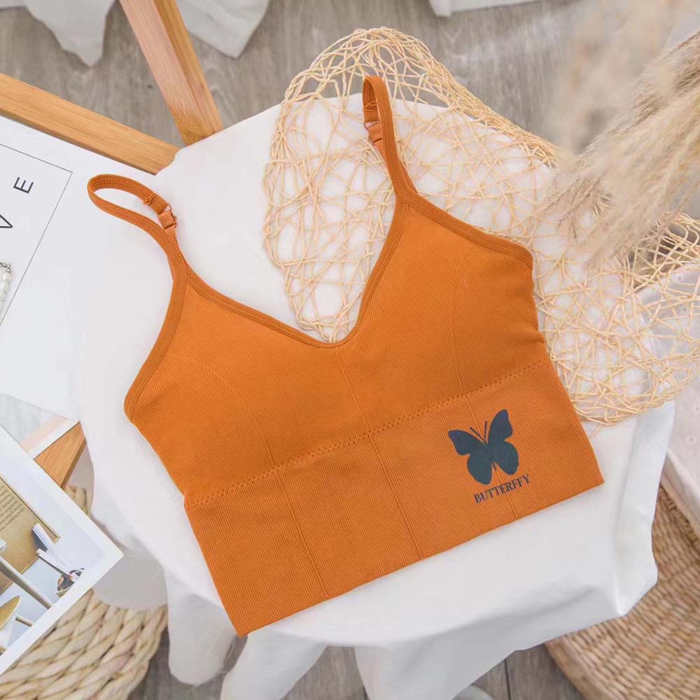 BUTTERFLY Áo Hai Dây Không Đường May Hình Chữ U Màu Dạ Quang