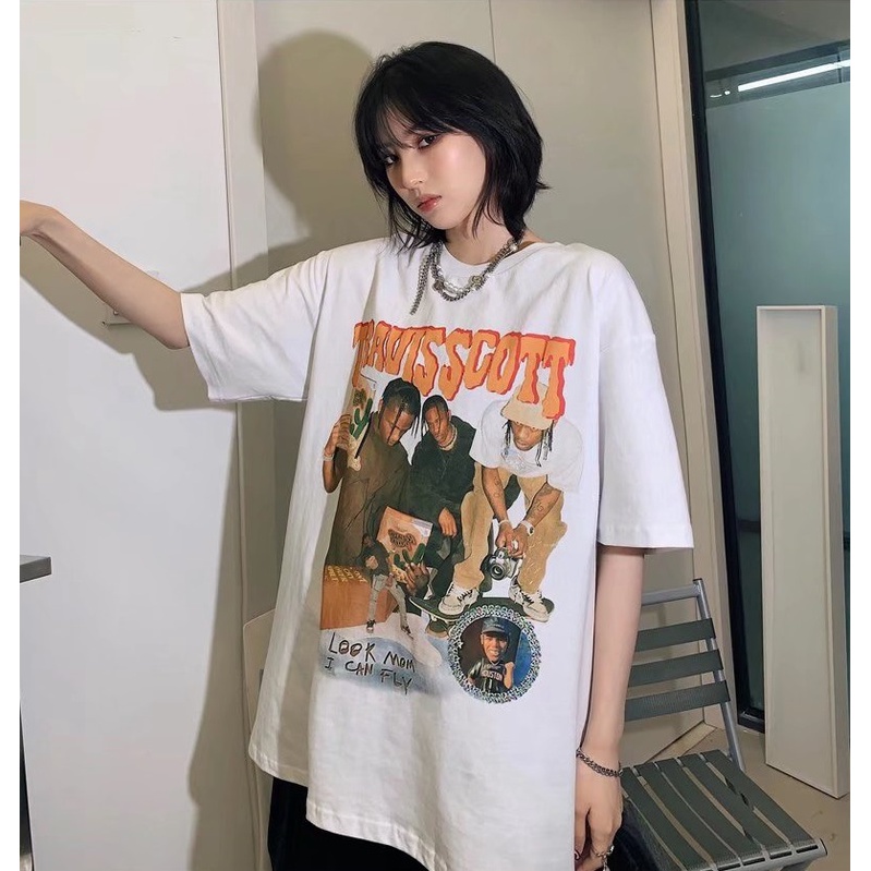 Áo thun tay lỡ TRAVISSCOTT ❤️ Áo phông oversize form rộng unisex  nam nữ - A02 - Happy Style