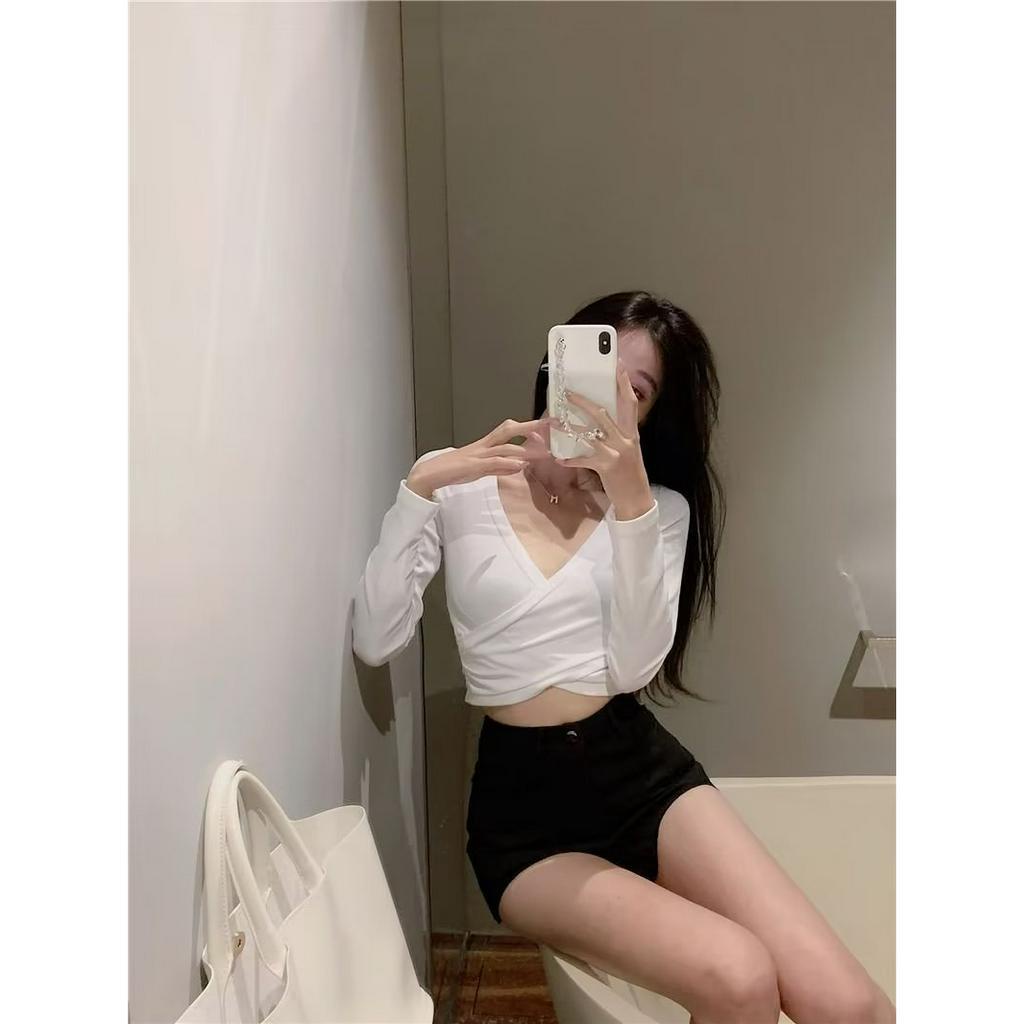 Quần Short Denim Lưng Cao Dáng Ôm Màu Đen Phong Cách Mỹ Thời Trang Mùa Hè Quyến Rũ Cho Nữ