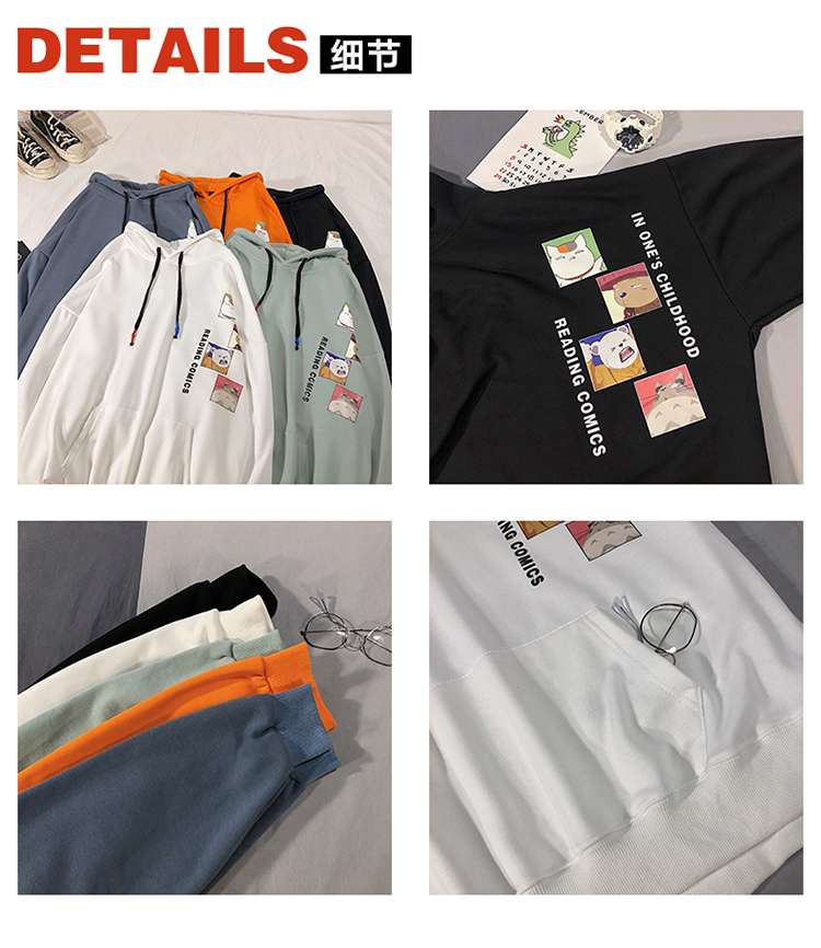 Áo hoodie form rộng họa tiết hoạt hình kiểu dáng năng động thời trang cho nam | BigBuy360 - bigbuy360.vn