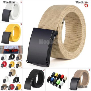 Thắt Lưng Vải Canvas Màu Đen Trơn Khóa Lăn Kim Loại Thời Trang Cho Nam Và Nữ