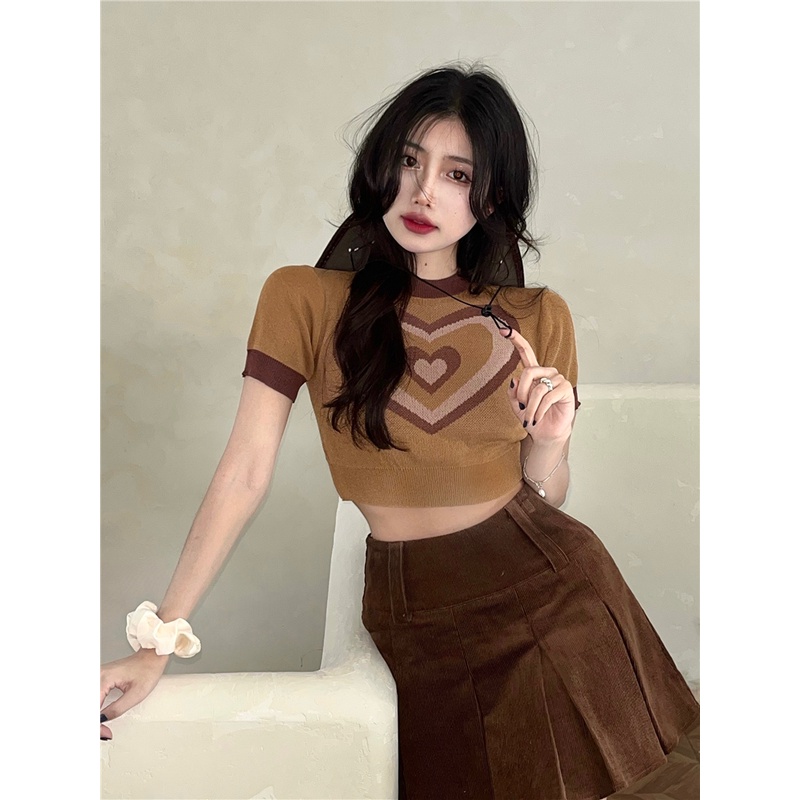 Cocory vn Áo Thun Dệt Kim Tay Ngắn Dáng Ôm Quyến Rũ Thời Trang Mùa Hè Cho Nữ Có 3 Màu Sắc