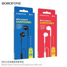 Tai nghe Borofone BM54 - Tai nghe có dây với mic đàm thoại tiện lợi, trọng lượng 12g