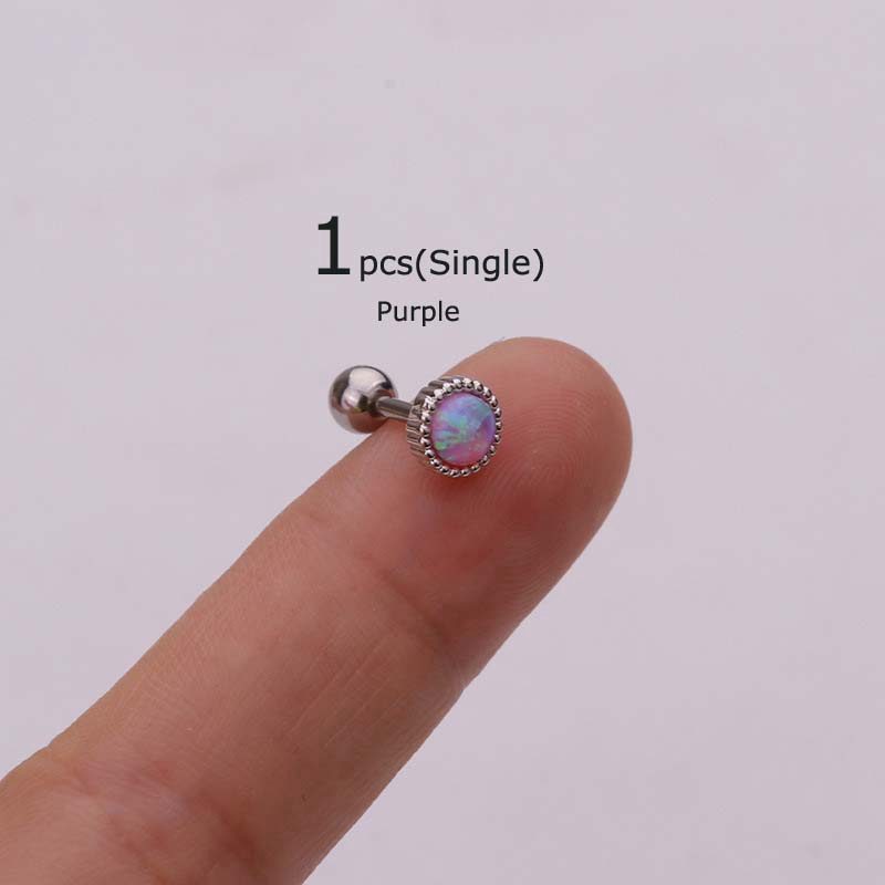 Khuyên xỏ vành tai bằng thép không gỉ đính ngọc mắt mèo Pinna Daith kích thước 6mm