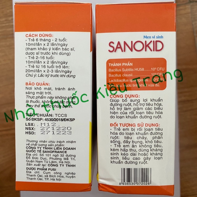 Men vi sinh Sanokid -  Bổ sung lợi khuẩn đường ruột, ngăn ngừa tình trạng tiêu chảy, phân sống, đầy bụng, khó tiêu